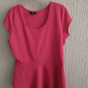 Plus Coral Peplum Top